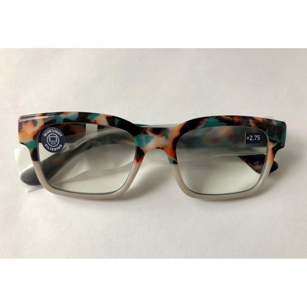NEW Teal Tan Peepers Blue Light Filtering Readers +2.75